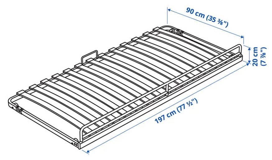 IKEA SVÄRTA/ VITVAL uitschuifbaar bed, lattenbodem & matras, Ophalen, 90 cm, Eenpersoons, Zo goed als nieuw