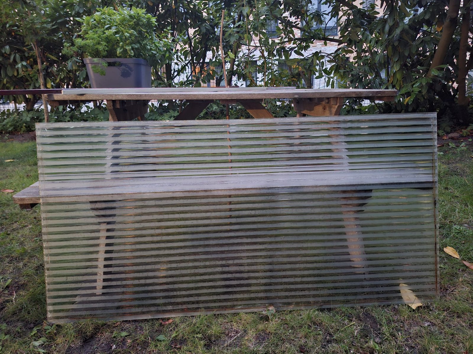 Glas met matte strepen. Verhindert doorkijk. 67x137 cm, Ophalen, Minder dan 80 cm, 160 cm of meer, Zo goed als nieuw