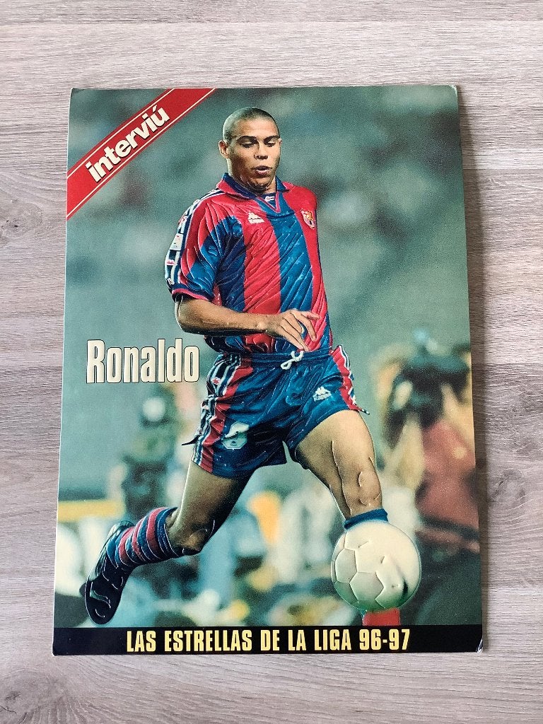 Spelerskaart Ronaldo FC Barcelona 96-97 A4, Ophalen of Verzenden, Zo goed als nieuw, Buitenlandse clubs, Spelerskaart
