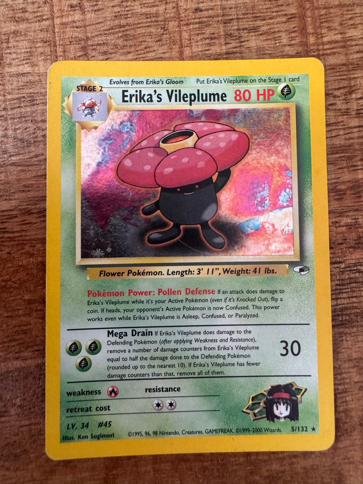 Erika's Vileplume Holo - gym  Set Pokémon Kaart, Ophalen of Verzenden, Losse kaart, Foil