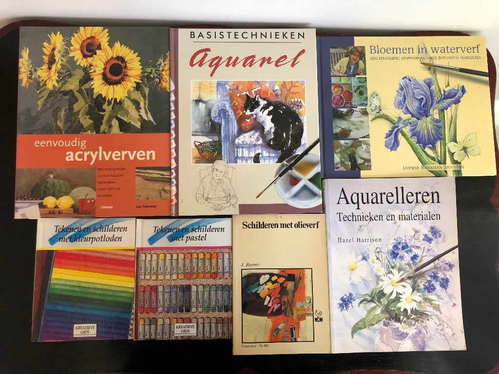 Set van 7 tekenboeken schilderen, aquarel, technieken, Ophalen of Verzenden, Gebruikt, Boek of Gids