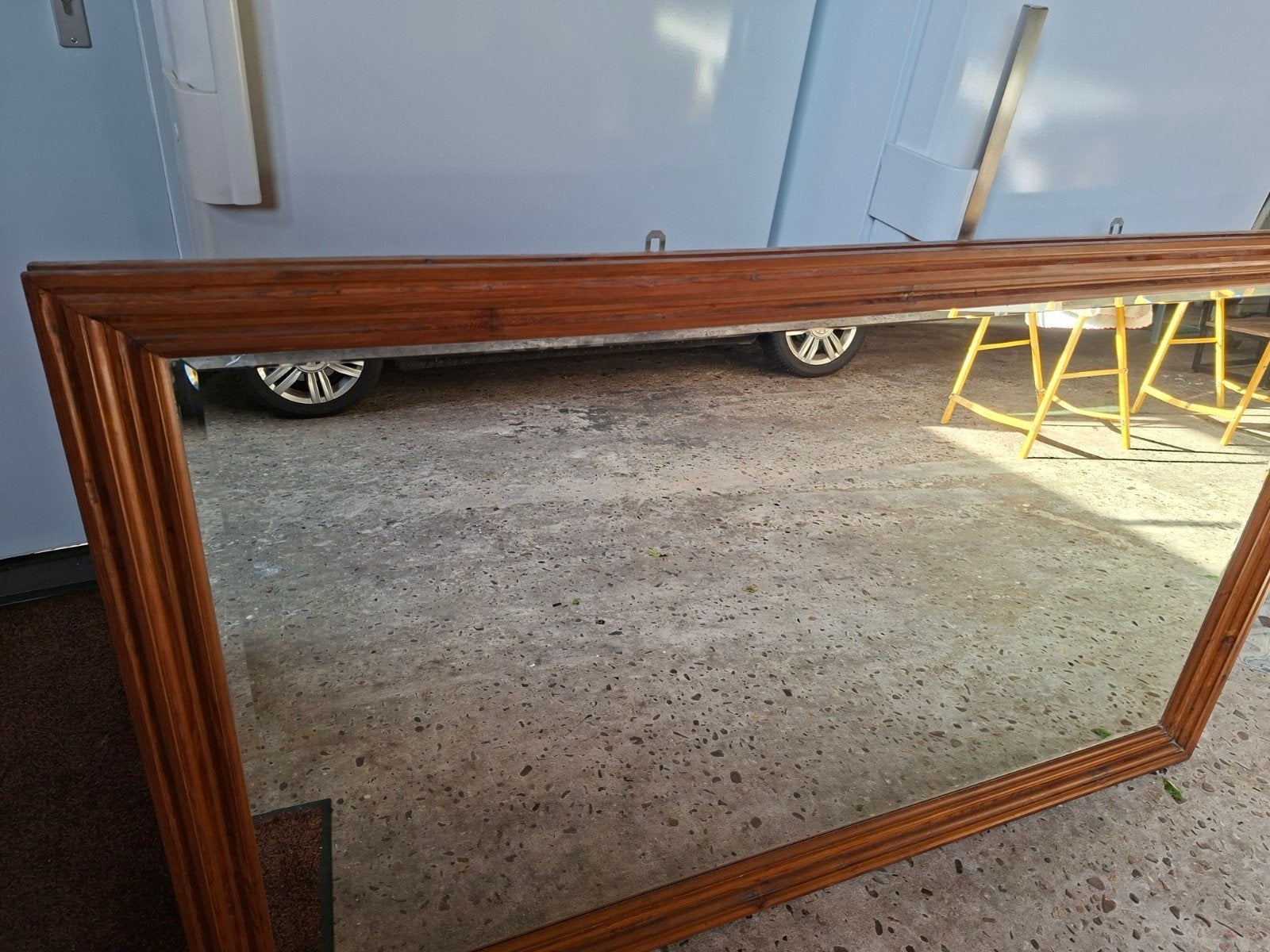Grote spiegel met houten lijst, Huis en Inrichting, Gebruikt, 100 tot 150 cm, 125 cm of meer, Ophalen of Verzenden