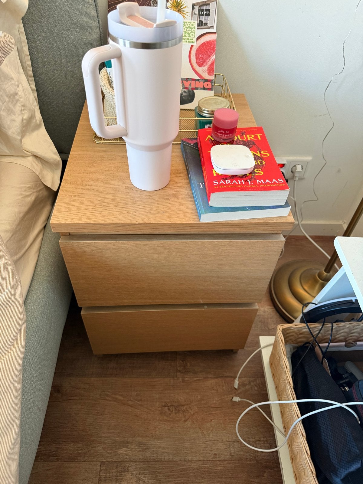 IKEA MALM Nachtkastje met 2 lades - Lichtbruin Hout, Ophalen, Gebruikt, Minder dan 45 cm, 55 tot 70 cm