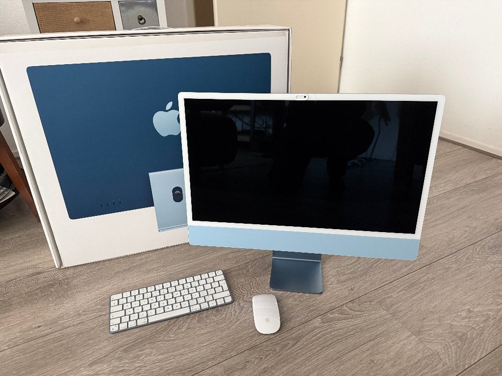 iMac 24 inch M1 - 8 GB - SSD 512GB - Blauw, Computers en Software, IMac, Zo goed als nieuw, 24inch, 3 tot 4 Ghz