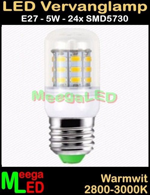LED E27 - 5 Watt Mais / Corn lamp Warmwit 2800K - 20 stuks, 30 tot 60 watt, Led-lamp, Nieuw, Overige merken