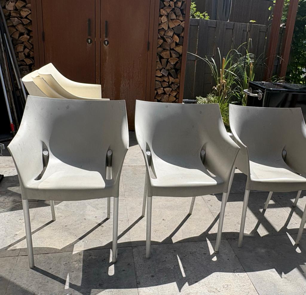 4x Philippe Starck Dr. No stoelen, grijs polypropyleen Karte, Tuin en Terras, Tuinstoelen, Ophalen, Gebruikt, Kunststof