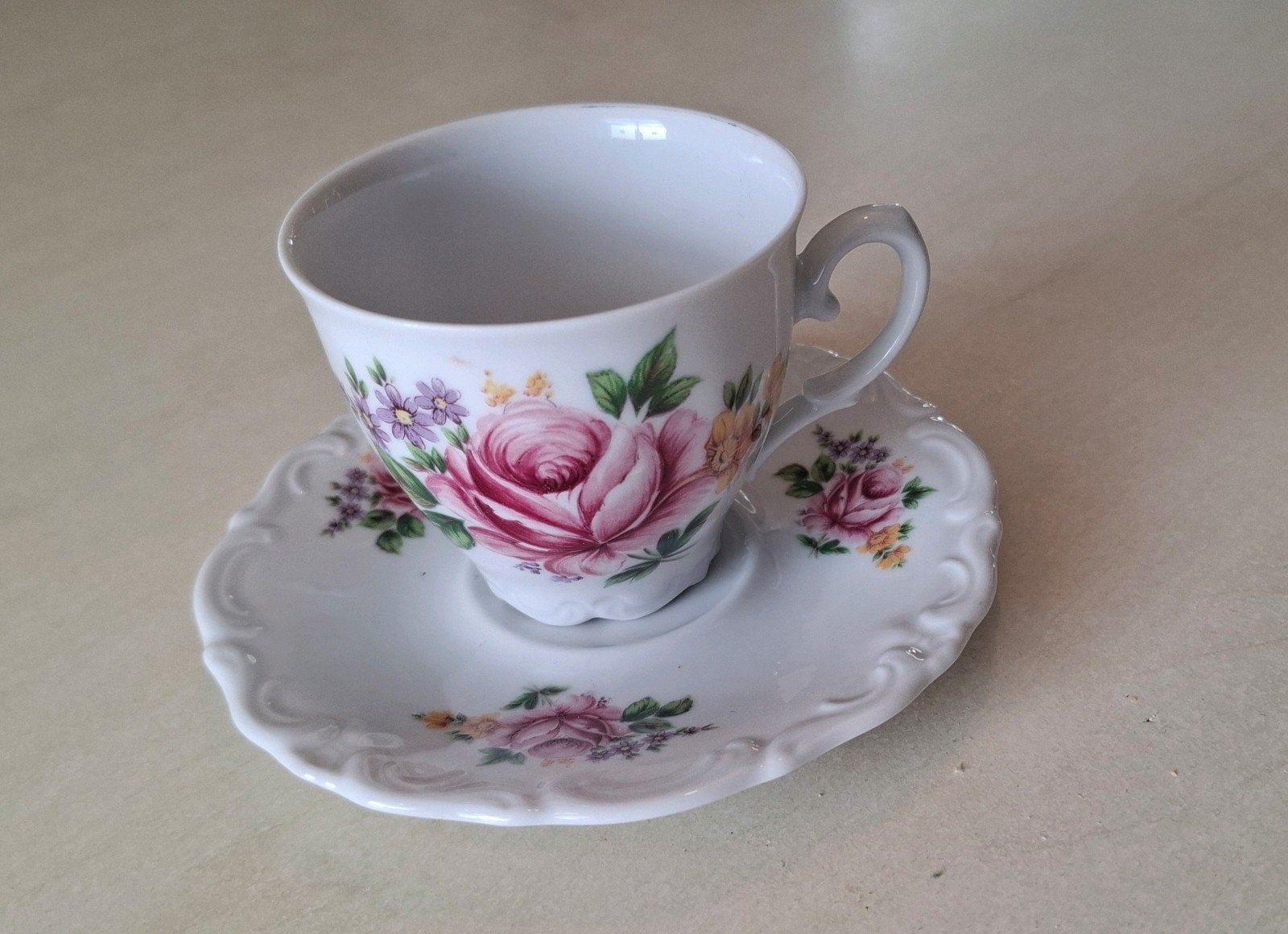 Vintage Winterling Röschen Theekopje met Schotel, Ophalen of Verzenden