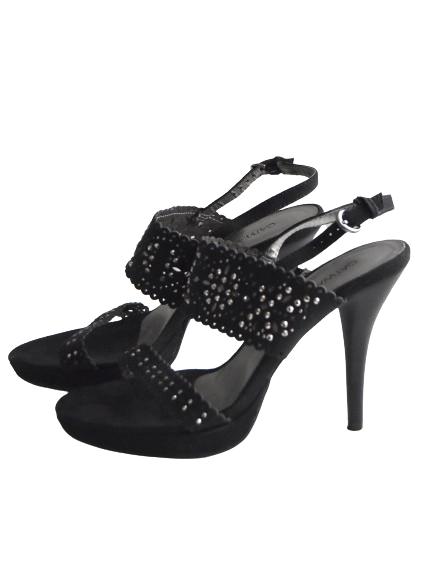 Catwalk pumps, heels, sexy sandaletten, stras, Mt. 38, Catwalk ., Verzenden, Zwart, Zo goed als nieuw