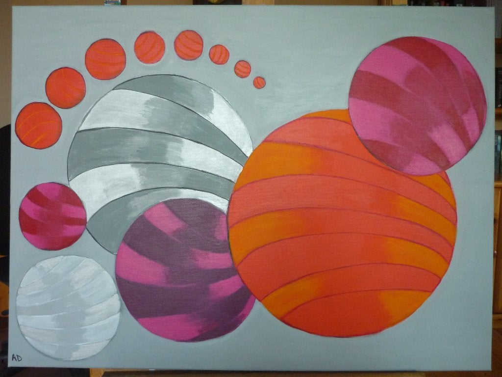 Bollen, Antiek en Kunst, Kunst | Schilderijen | Modern, Handgeschilderd, Ophalen of Verzenden, Textiel, Figuren