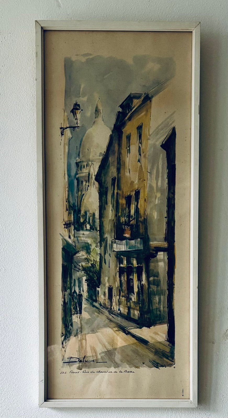 Ingelijste vintage litho of aquarelprint Lucien Delarue., Antiek en Kunst, Ophalen of Verzenden