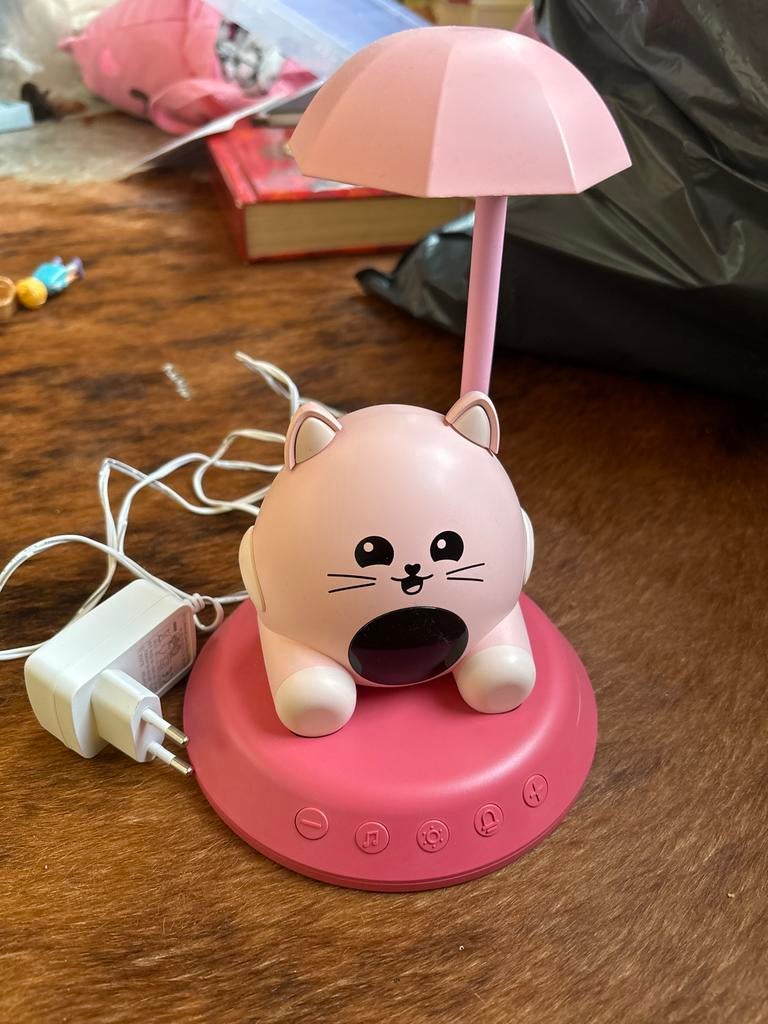 Roze kat wekker met nachtlampje - Kids Bigben, Ophalen of Verzenden, Zo goed als nieuw, Overige typen