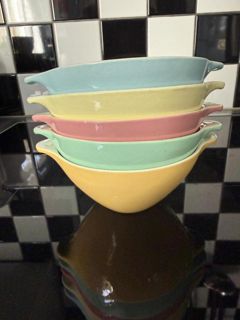 5 pastel soepkommen Regout, de Sphinx Maastricht vintage, Antiek en Kunst, Ophalen of Verzenden