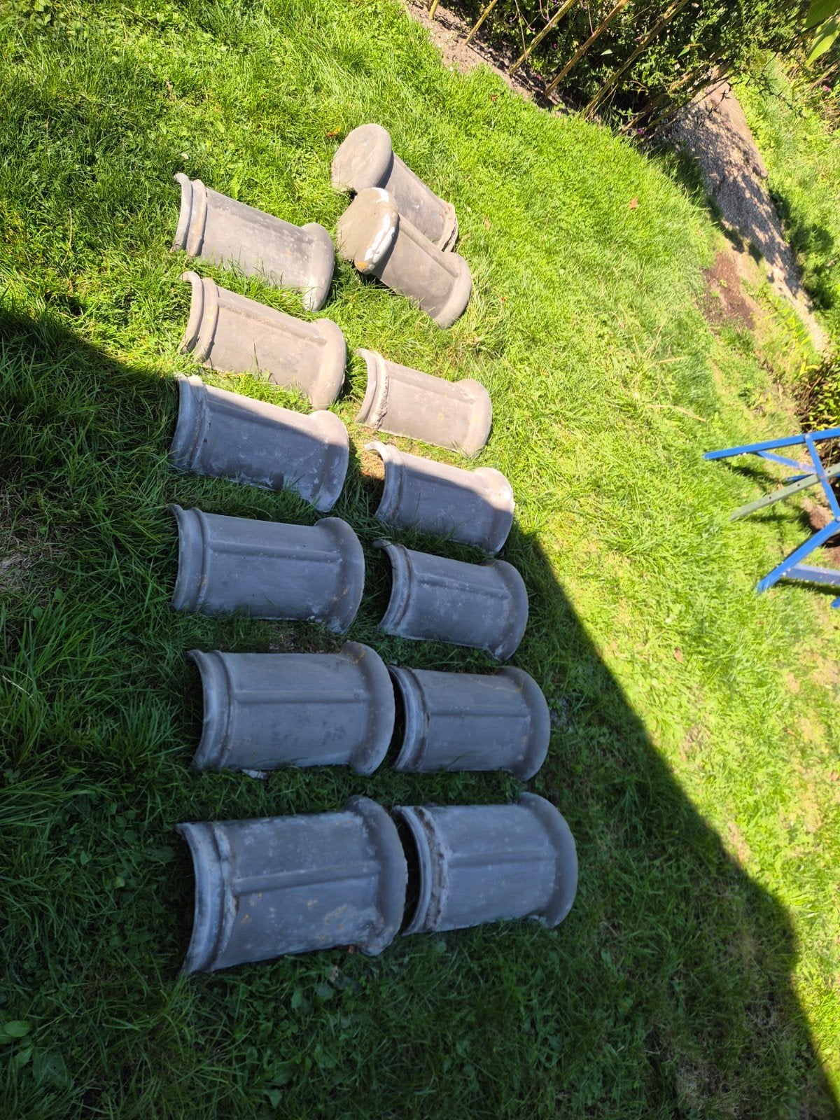 11 nokvorsten en 2 eind jd grijs, Doe-het-zelf en Verbouw, Dakpannen en Dakbedekking, Ophalen, Gebruikt, Steen of Klei, Minder dan 5 m²