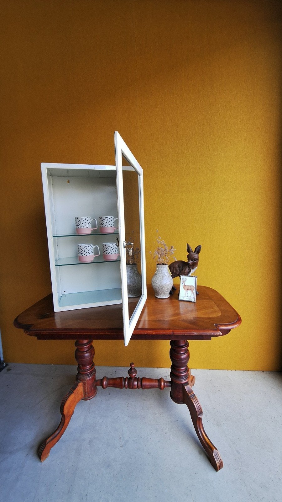 vintage metalen industriele vitrine kast, vitrinekastje, Ophalen, Gebruikt, Vintage, Nvt