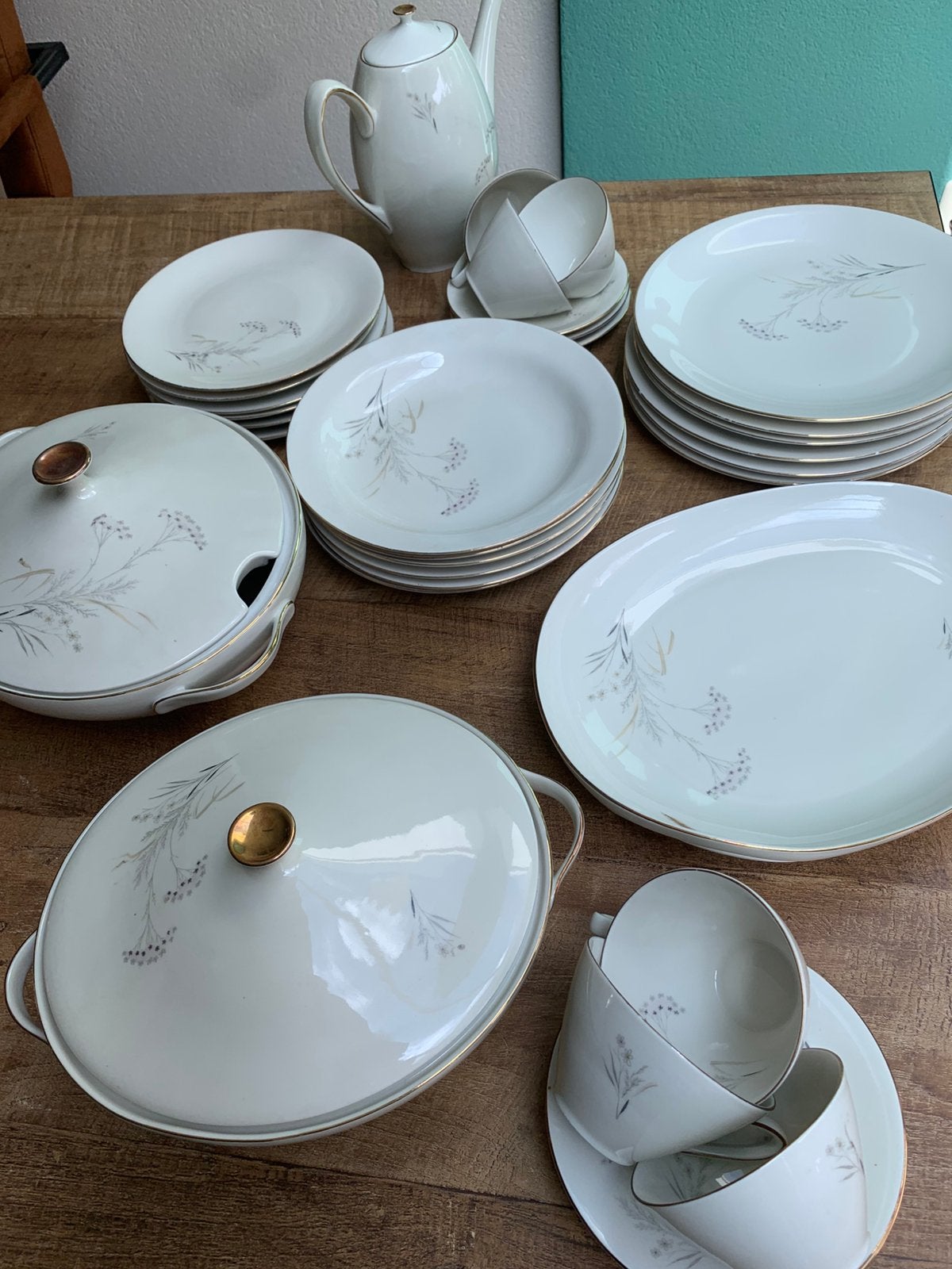 Rheinpfalz Hartporzellan Servies 45-delig, Ophalen, Gebruikt, Overige stijlen, Porselein