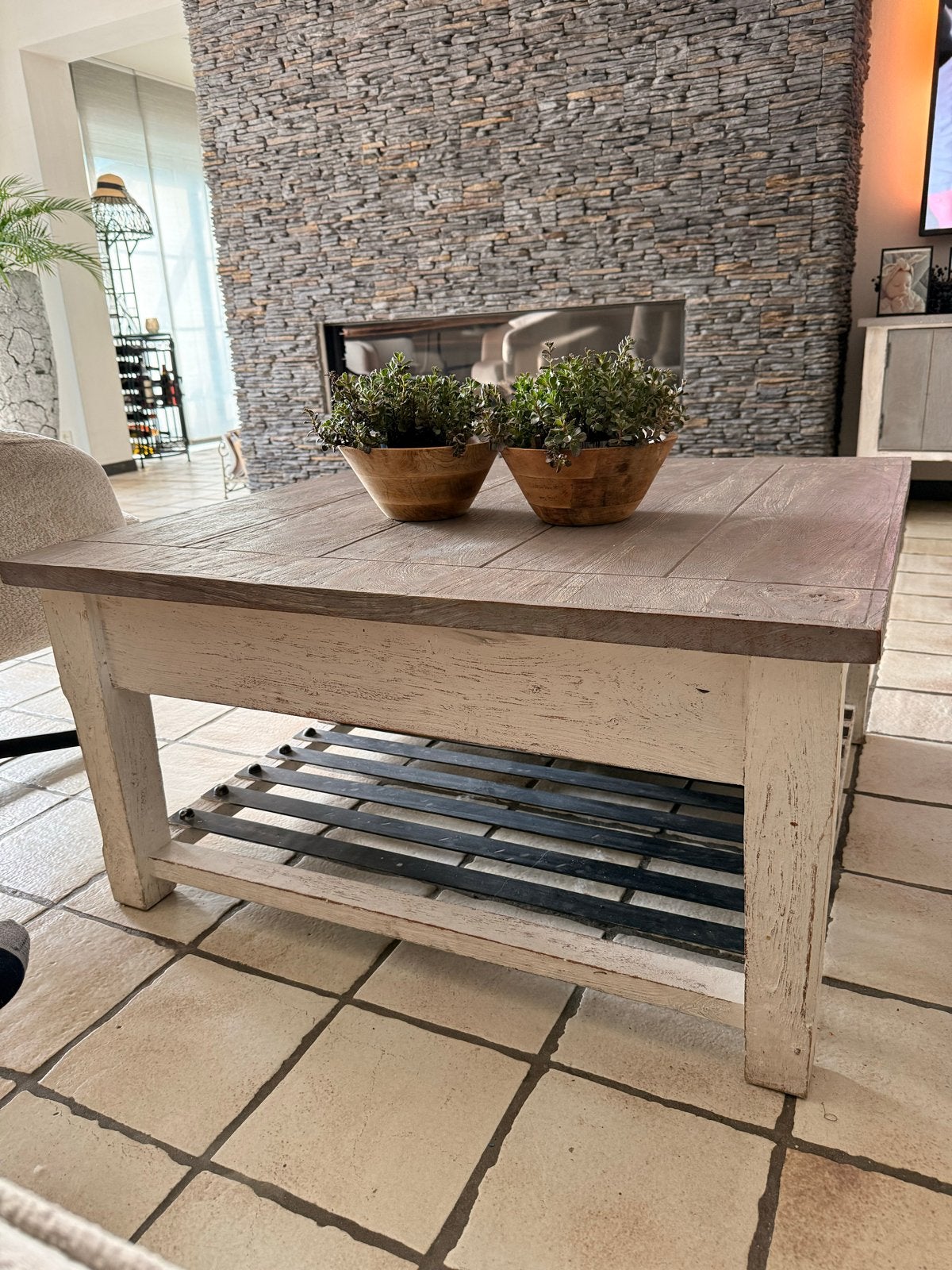Robuuste Salontafel met Lades en Opbergruimte, Ophalen, Gebruikt, 100 tot 150 cm, Vierkant