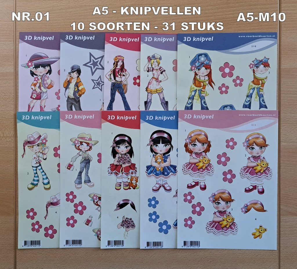 10+10a...A5 KNIP en BASISVELLEN 58 SOORTEN-358 VELLEN, Ophalen of Verzenden, Nieuw, Meerdere plaatjes