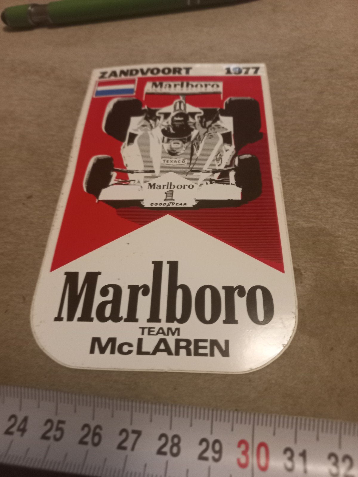 Marlboro Team McLaren F1 Zandvoort 1977 Sticker, Ophalen of Verzenden, Gebruikt