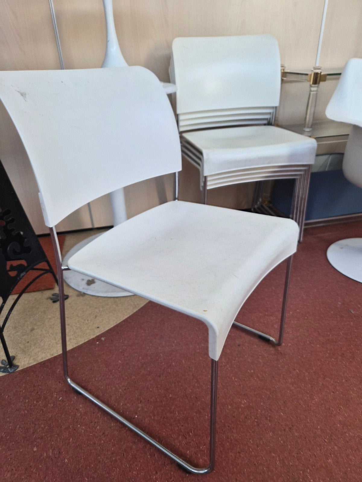 5 Vitra stapelbare stoelen - Jasper Morrison, Gebruikt, Wit, Ophalen of Verzenden, Modern, Design
