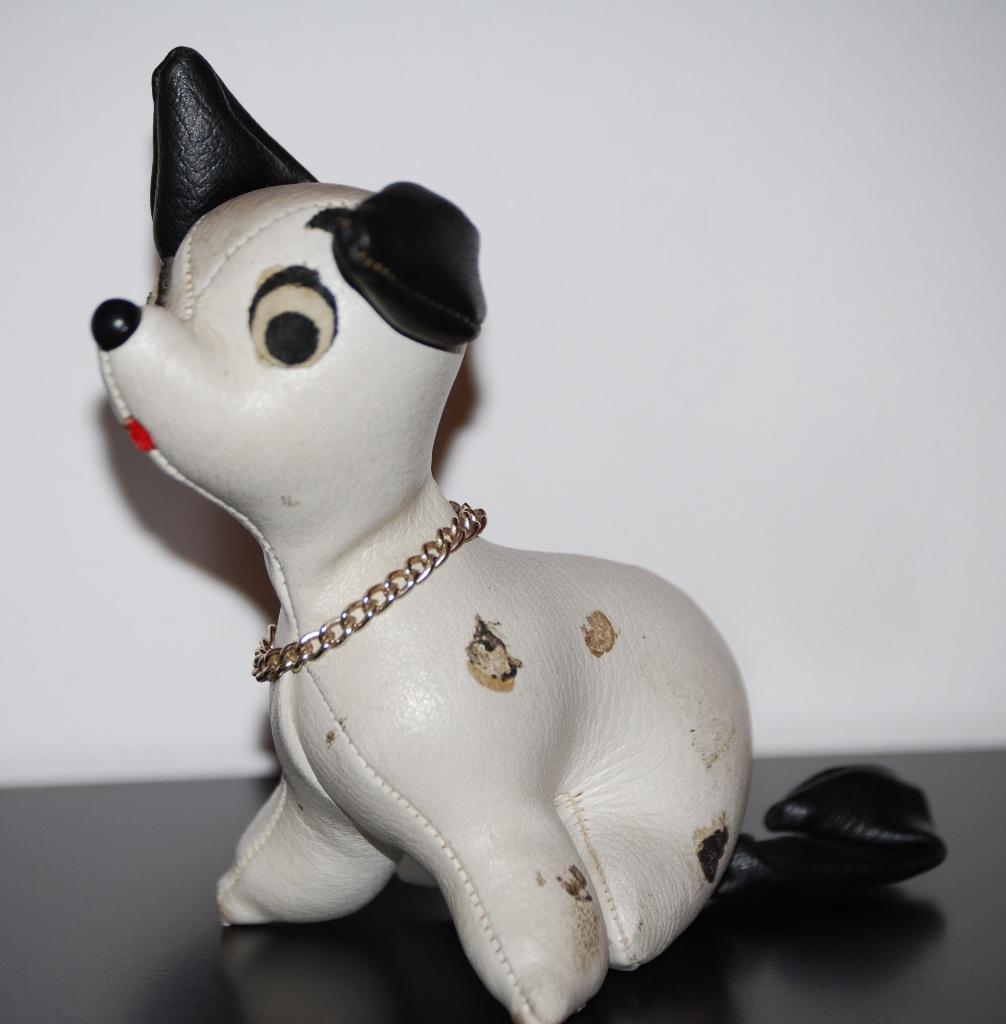 Vintage jaren '60 skai (soort nep leer) hondje, dalmatiër., Ophalen of Verzenden, Gebruikt