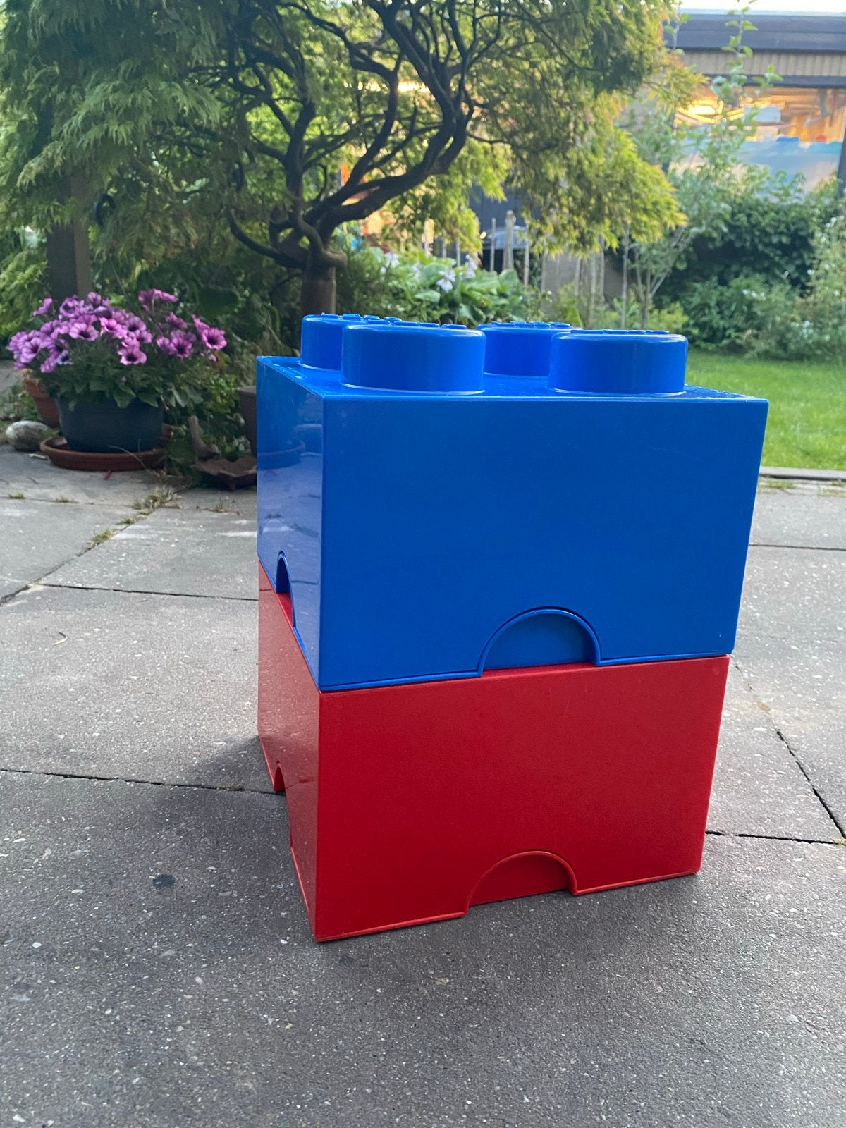 Lego opbergbox brick 4, stapelbaar, rood en blauw, Ophalen of Verzenden, Gebruikt, Overige merken