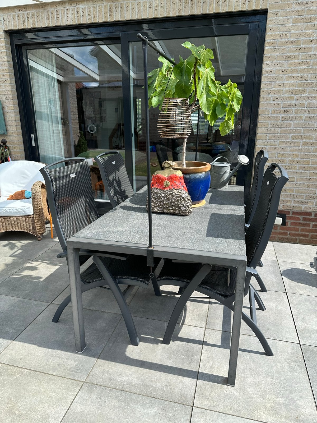 Tuintafel met natuurstenen blad - in hoogte verstelbaar, Ophalen, Gebruikt, Rechthoekig, Overige materialen