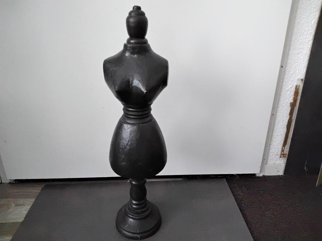 Paspop papier-maché met houten knop en voet., Antiek en Kunst, Ophalen of Verzenden