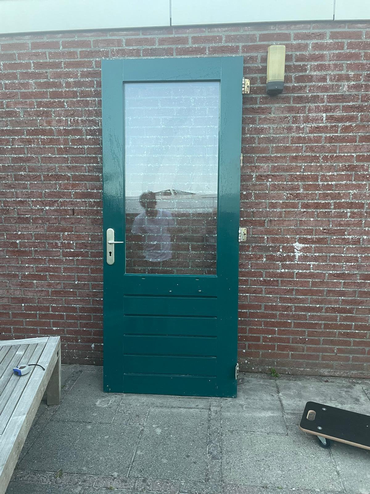 Buitendeur in goede staat met hr++ glas, linksdraaiend, Ophalen, Gebruikt, 80 tot 100 cm, 215 cm of meer