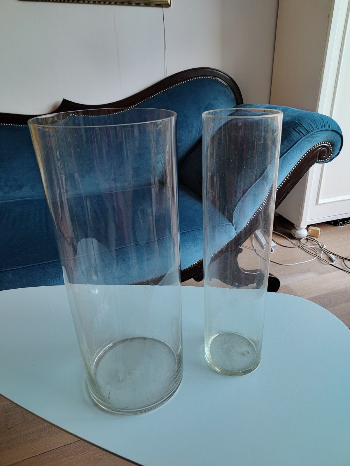2 glazen vazen - Cilindervormig, Ophalen, Transparant, Geschikt voor droogbloemen, Glas