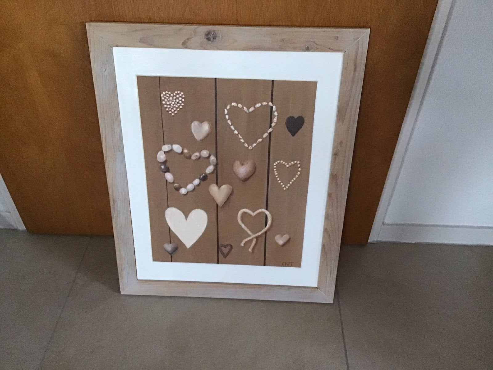 Schilderij geverfd met olieverf , verschillende hartjes, Ophalen of Verzenden, Nieuw, Schilderij