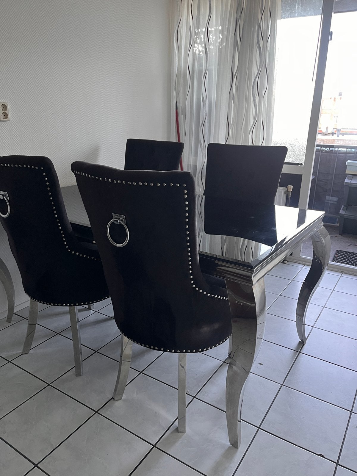 Eettafel met 4 stoelen, Ophalen of Verzenden, Zo goed als nieuw, Rechthoekig, 50 tot 100 cm