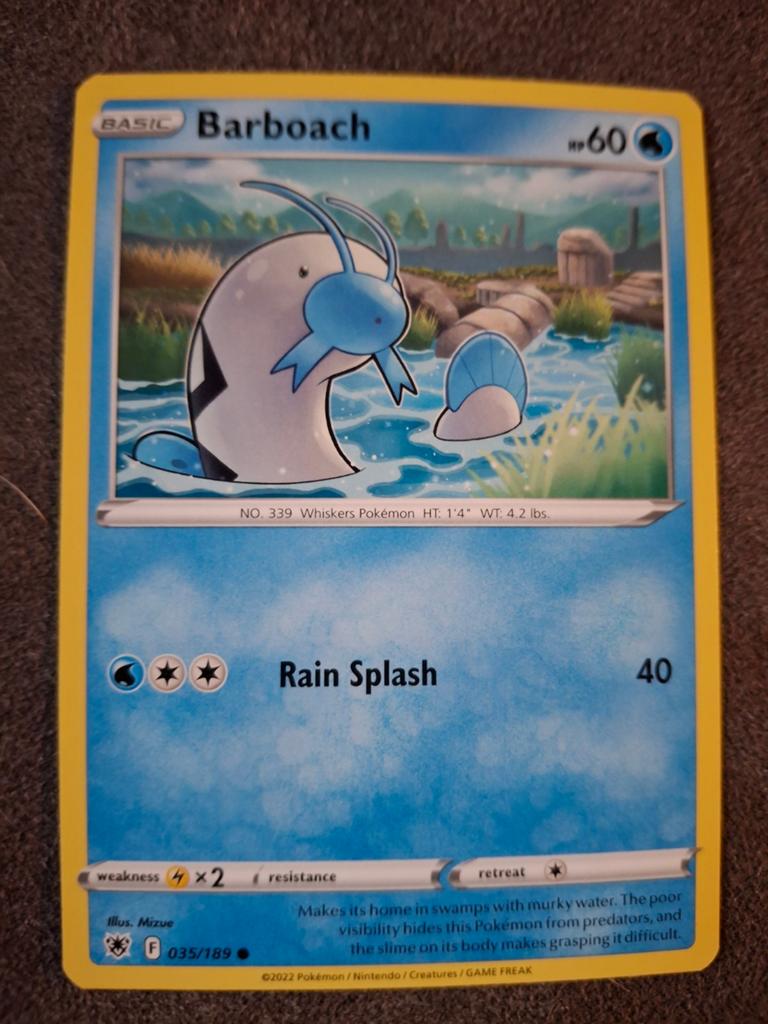 Pokémon Kaart Barboach F 035/189, Ophalen of Verzenden, Zo goed als nieuw, Losse kaart