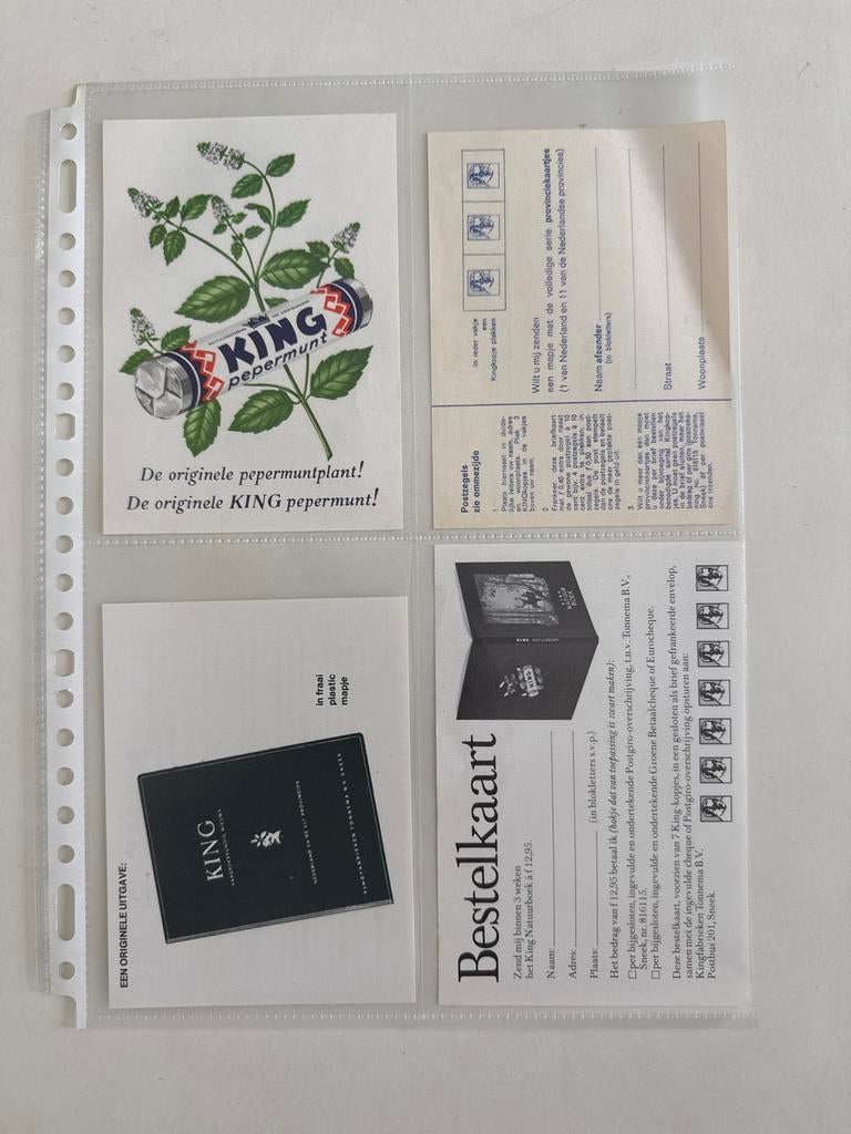 King Pepermunt Reclame Knipsels - Nostalgisch, Verzamelen, Ophalen of Verzenden, Zo goed als nieuw