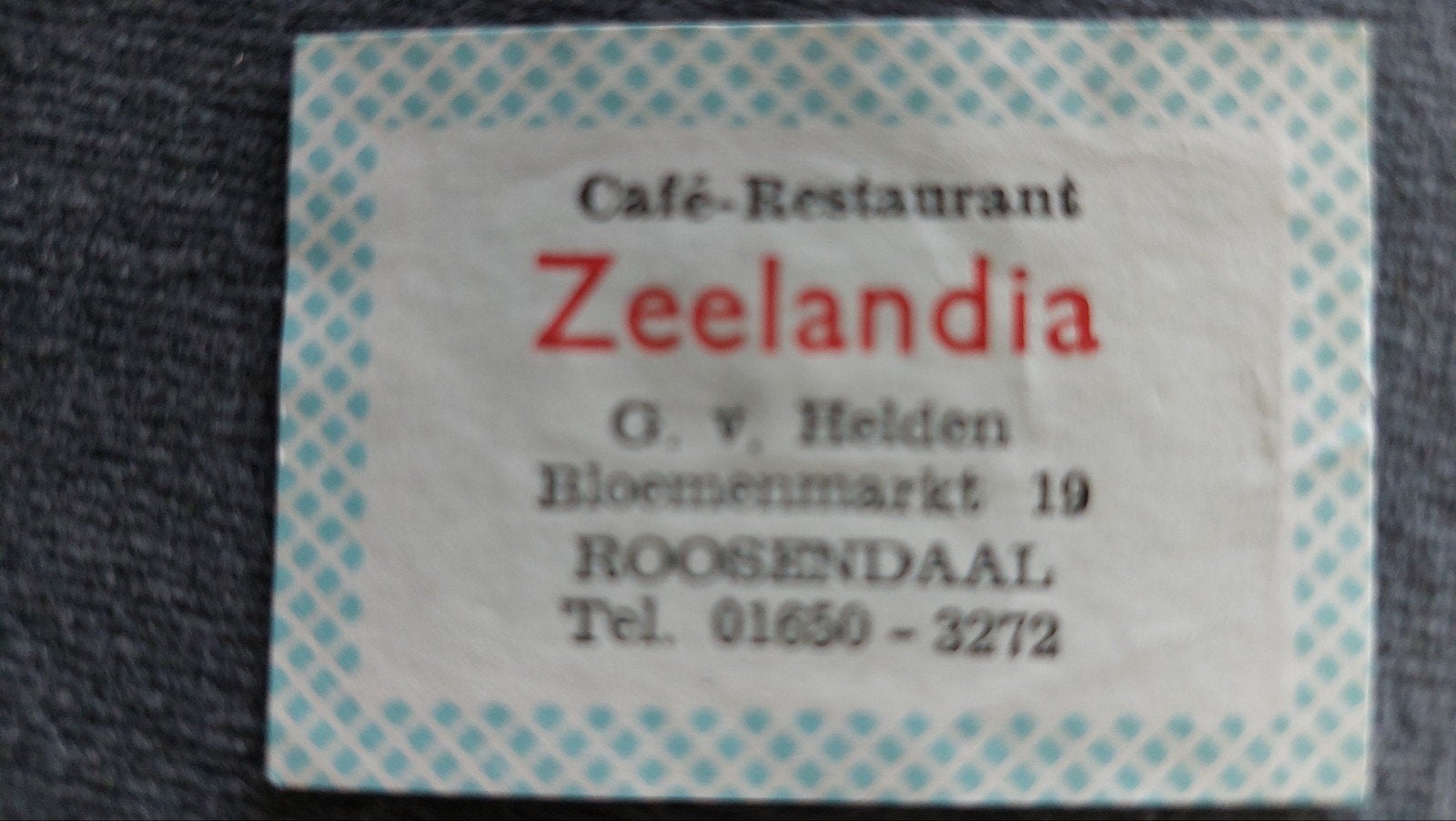 Luciferetiket, Roosendaal café rest. Zeelandia, Verzamelen, Verzenden, Zo goed als nieuw, Luciferdoosjes of -merken