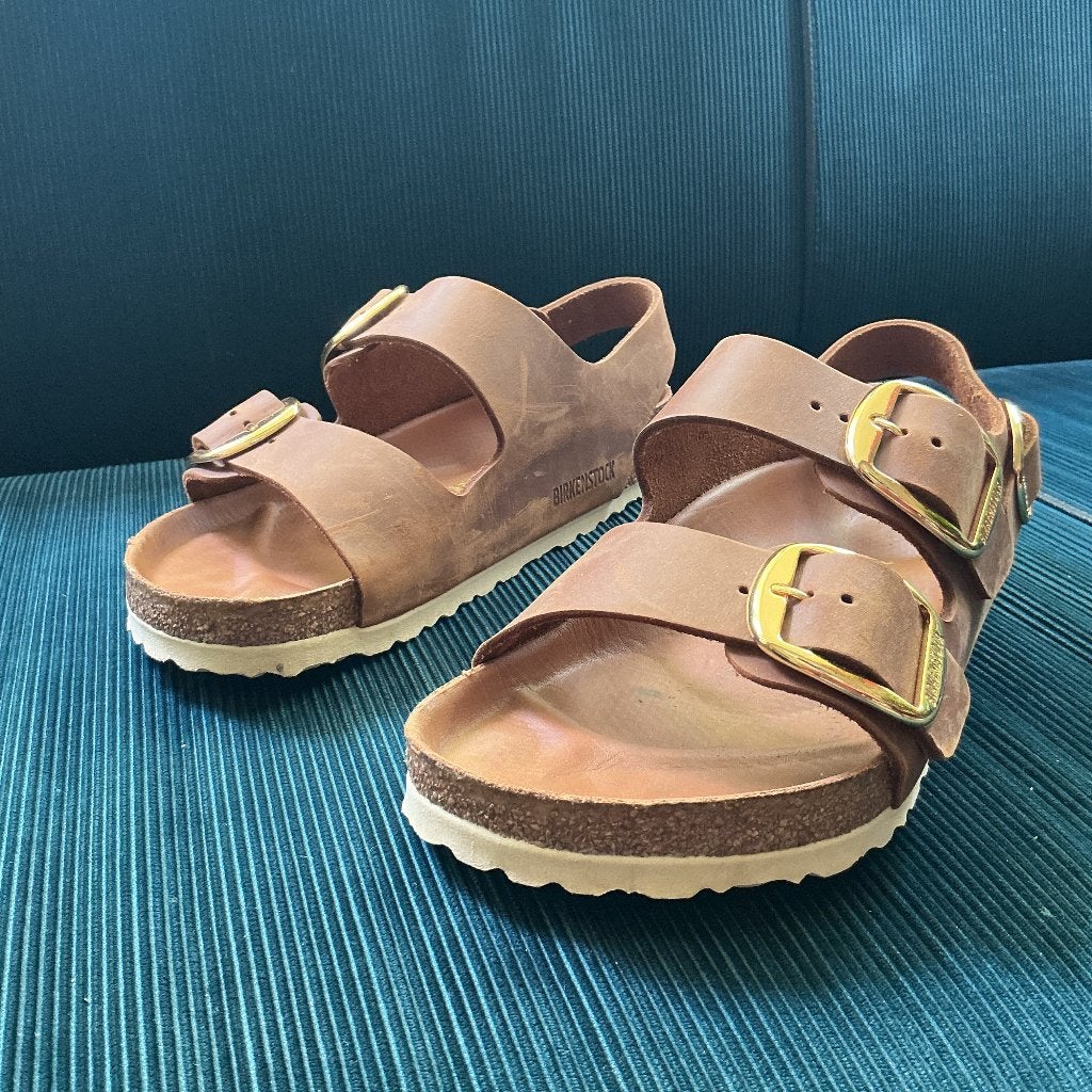 Birkenstock Milano mt.38, Kleding | Dames, Schoenen, Bruin, Zo goed als nieuw, Birkenstock, Sandalen of Muiltjes