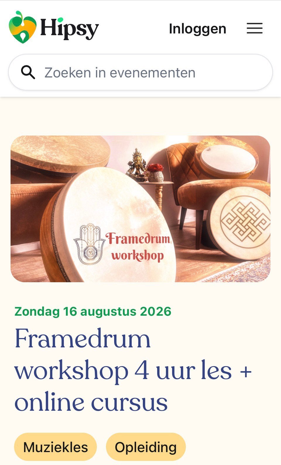 Framedrum workshop 4 uur les- zondag 16 augustus., Ophalen of Verzenden, Nieuw, Trommel