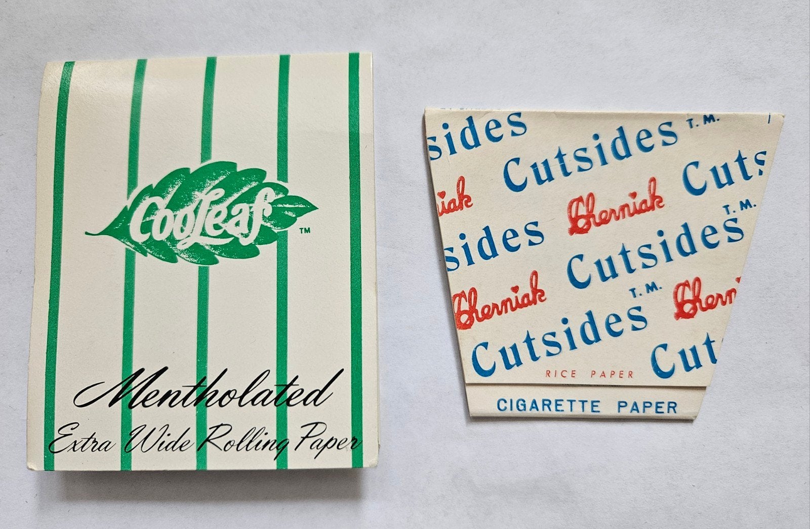 2 Vintage pakjes vloeitjes sigarettenpapier Cooleaf Cherniak, Verzamelen, Verzenden, Zo goed als nieuw, Overige typen
