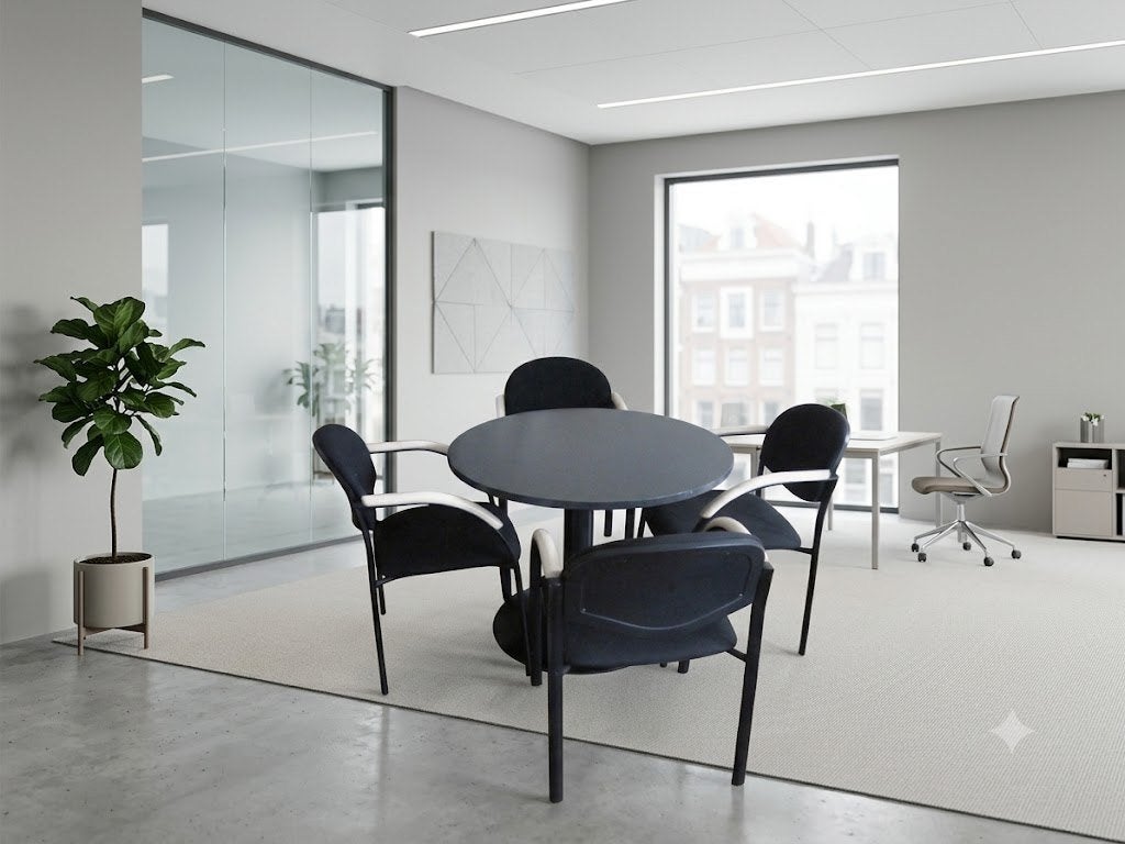 Tafel rond met 4 stoelen, eettafel, kantoor/ kantine-tafel, Ophalen, Overige materialen, Gebruikt, Rond
