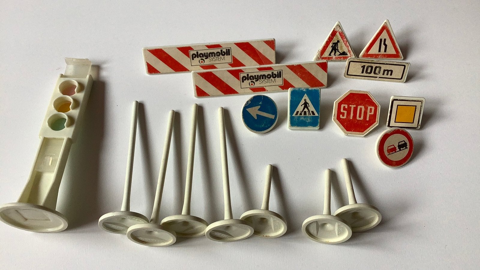 Playmobil verkeersborden stoplicht vintage palen borden, Ophalen, Gebruikt, Losse onderdelen