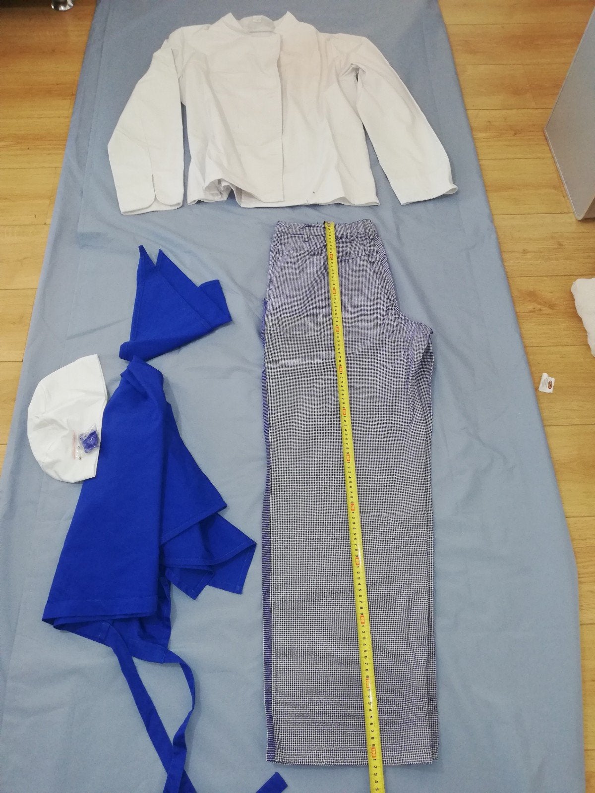 Chef-kok kleding set: jas, broek en mutsen, Maat 38/40 (M), Ophalen of Verzenden, Kleding, Gedragen