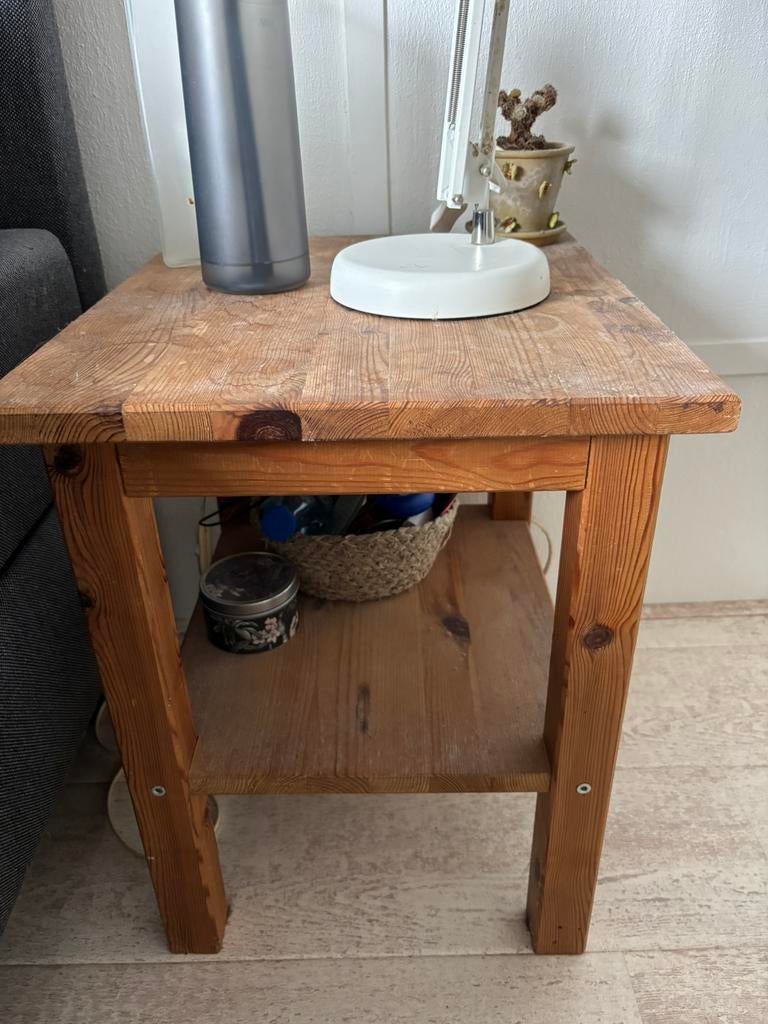 Houten bijzet tafeltje, Ophalen, Gebruikt, 50 tot 100 cm, 25 tot 50 cm