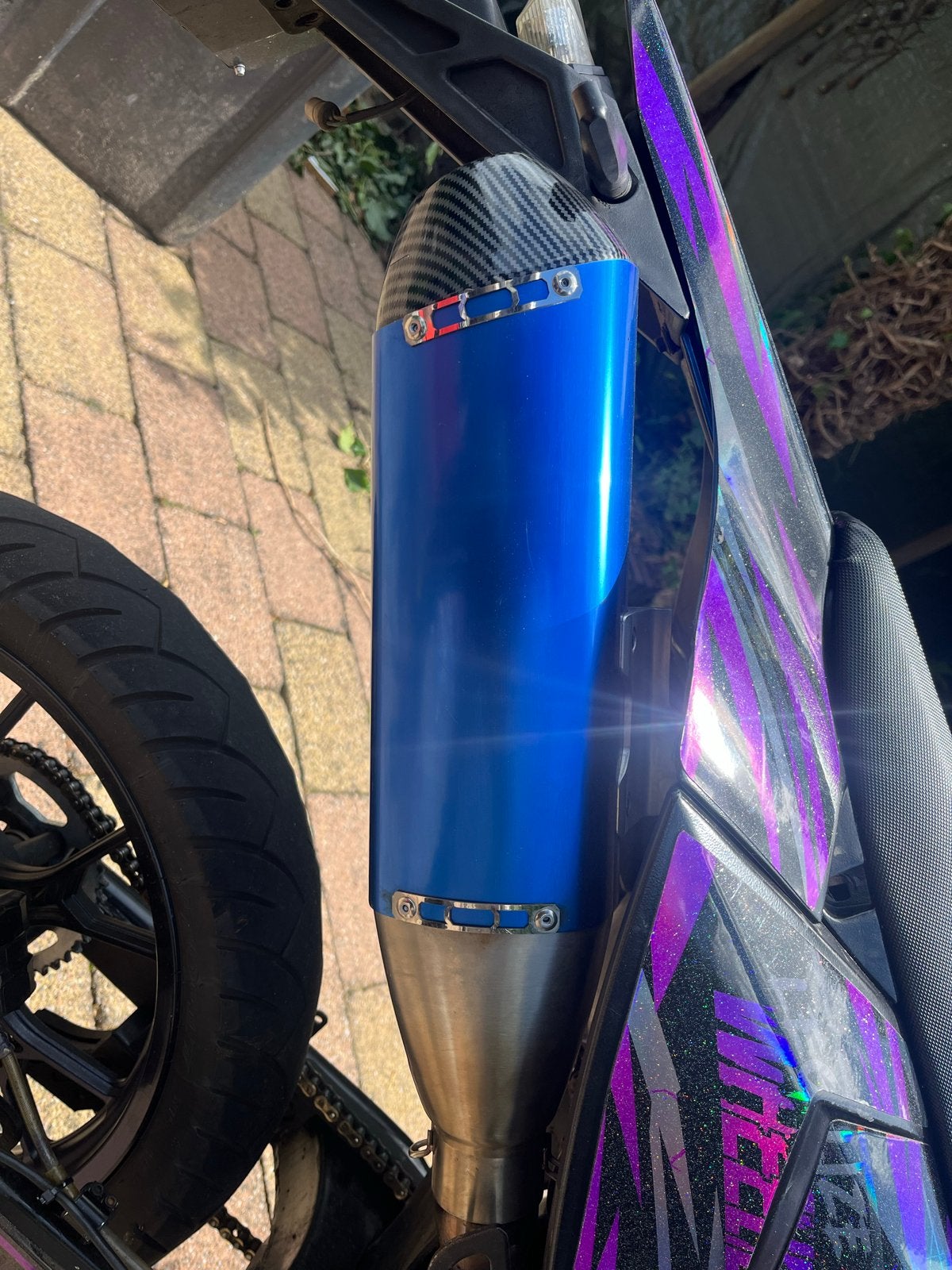 FMF Uitlaat Demper 125-300cc - Carbon Look/Blauw, Ophalen of Verzenden, Nieuw