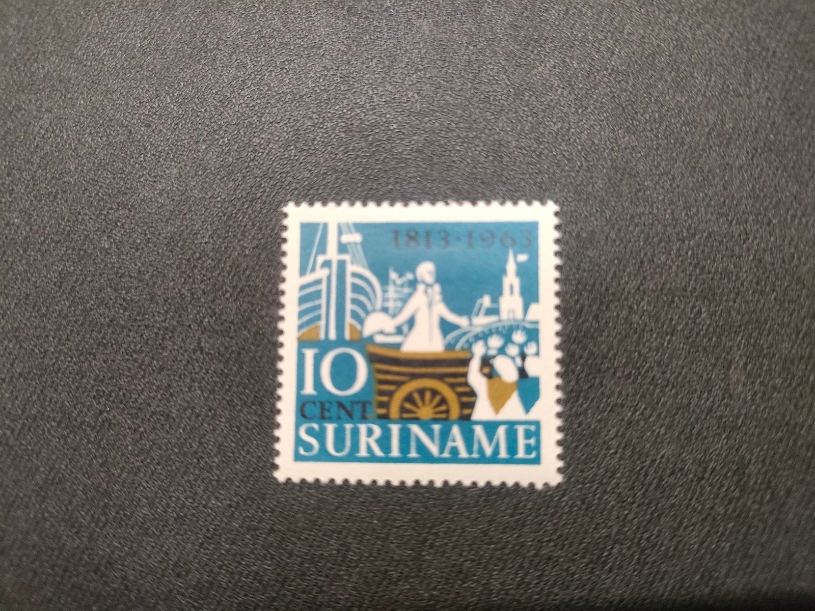 Postzegel Suriname 10 cent 1813-1963, Ophalen of Verzenden, Postfris
