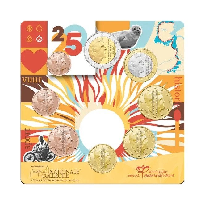 UNC set Nederland 2025 Blister Vuur - 1 cent t/m 2 euro, Verzenden, Overige landen, Overige waardes, Setje