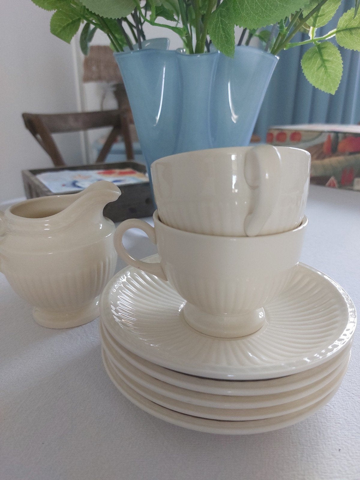 Echte Wedgwood Queen's Ware kop en schotel set uit Engeland, Ophalen
