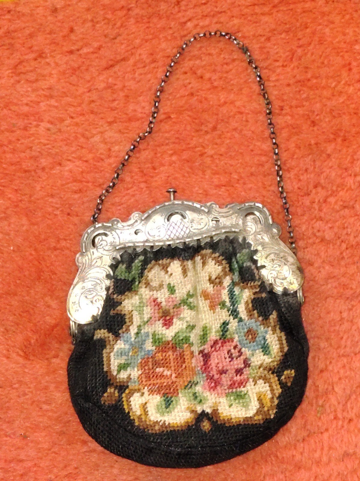 Antiek Zilveren Beugeltasje met Petitpoint (ca. 1923), Antiek en Kunst, Ophalen of Verzenden