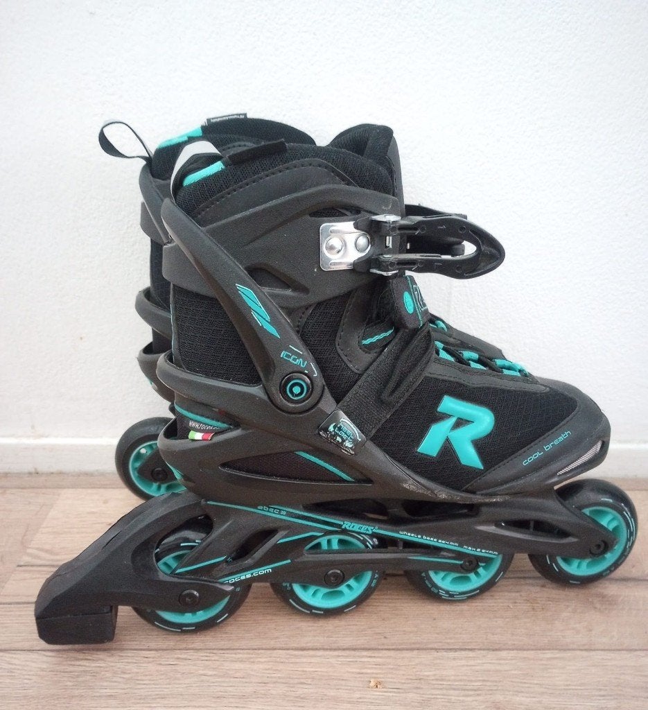 Inline Skate Roces Icon W80  Black Aqua  mt 41, Verstelbaar, Roces, Kinderen, Ophalen of Verzenden