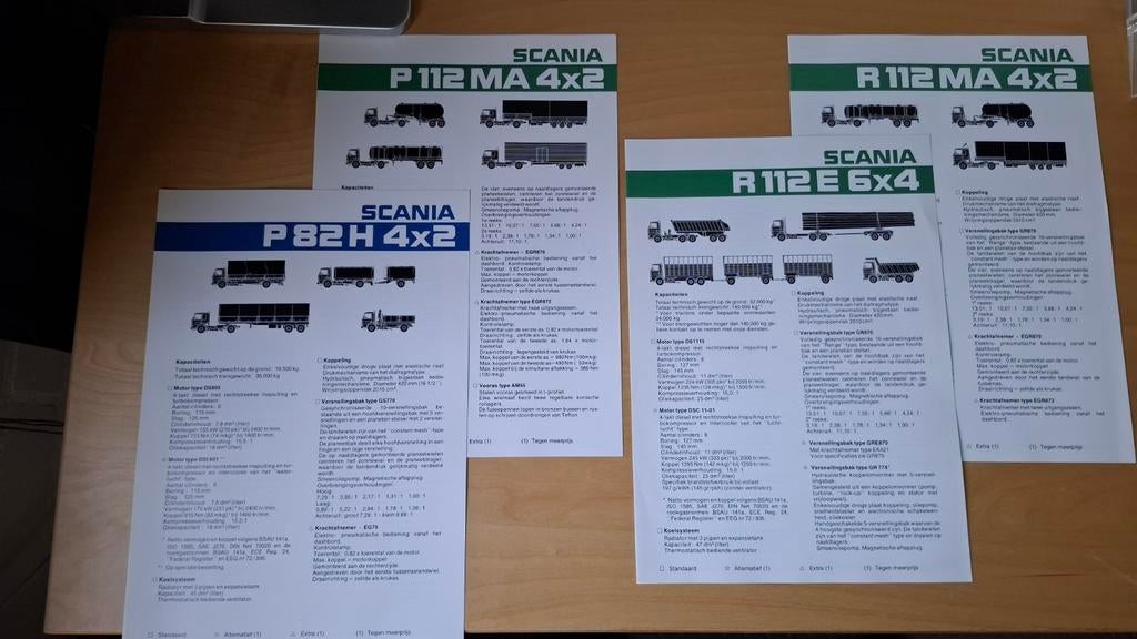 Brochures Scania truck P82 H, P112 MA, R112 E 6x4, R112 MA, Ophalen of Verzenden, Zo goed als nieuw, Overige merken