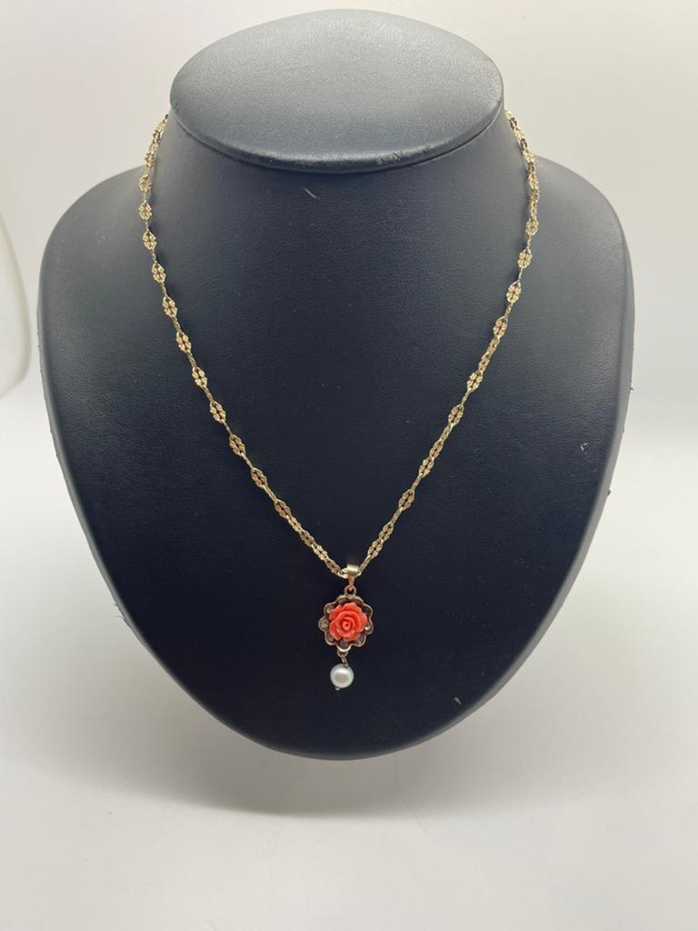 E44 Prachtige vintage zilveren ketting goudkleurig, Ophalen of Verzenden, X, Met edelsteen, Goud