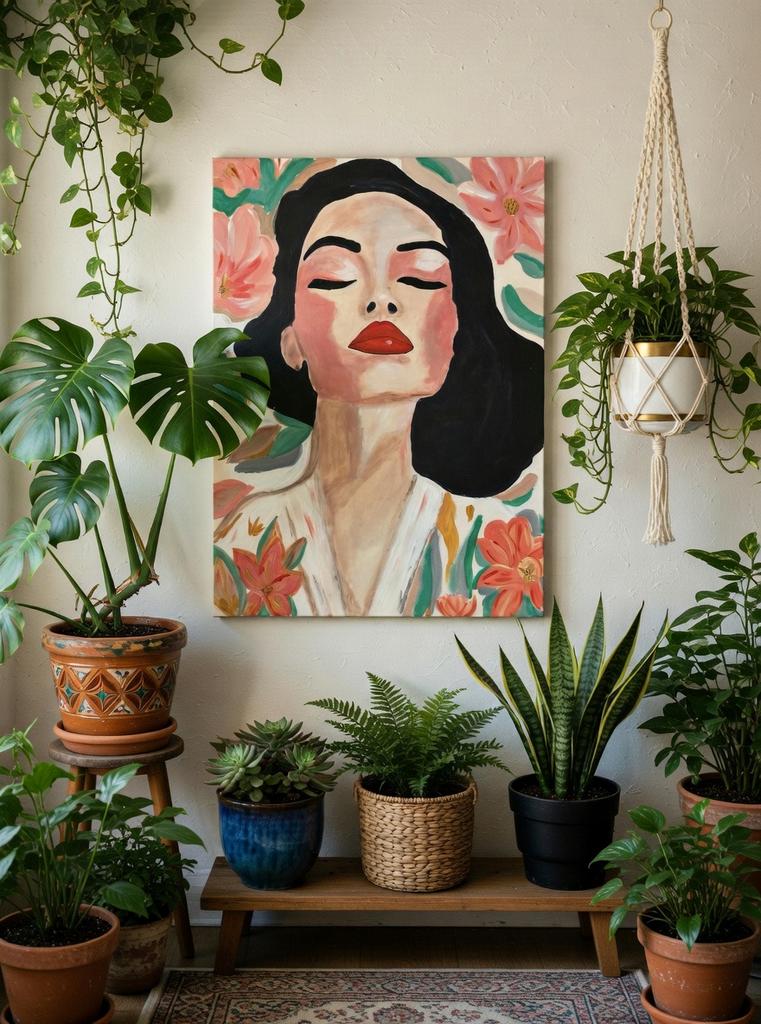 Vrouw met bloemen schilderij, Ophalen of Verzenden